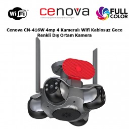 Cenova CN-416W 4mp 4 Kameralı Wifi Kablosuz Gece Renkli Dış Ortam Kamera